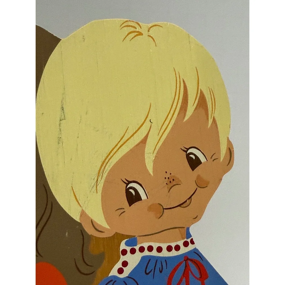 Vtg 70s Mertens Kunst Wooden Plaque Susi Hans Germany Cottagecore Grannycore